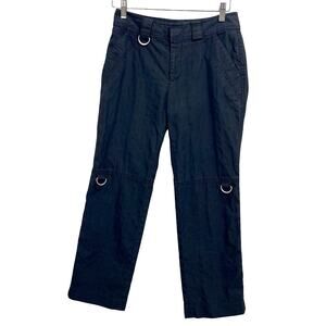 Vintage Y2K 00s Banana Republic Black D-Ring Cropped Trouser Size 2 Relaxed Fit